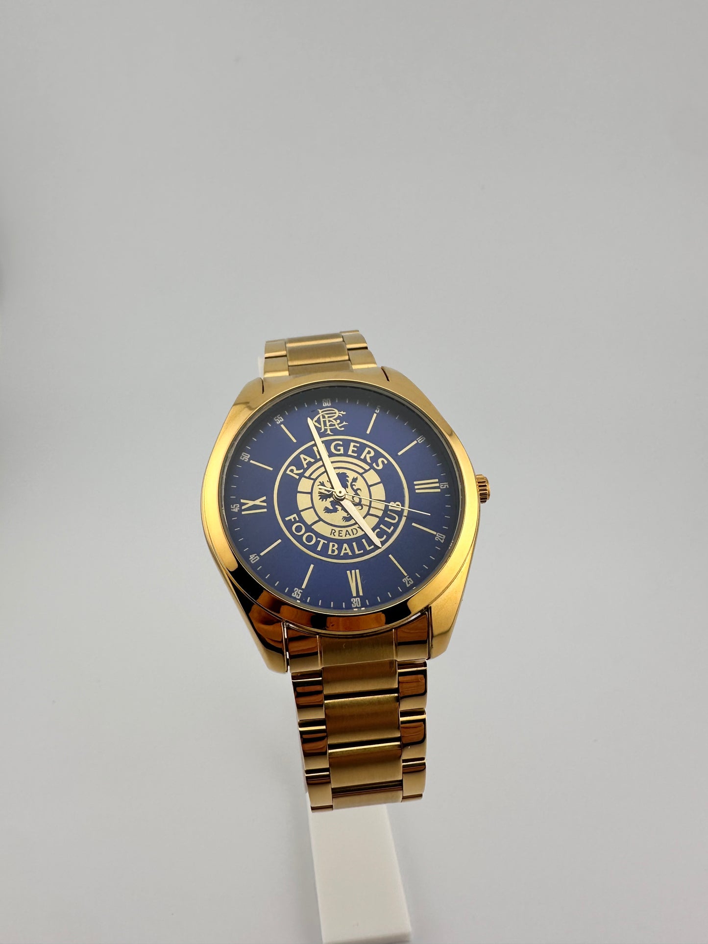 Glasgow Rangers FC Aye-Ready gold edition designer watch with blue dial