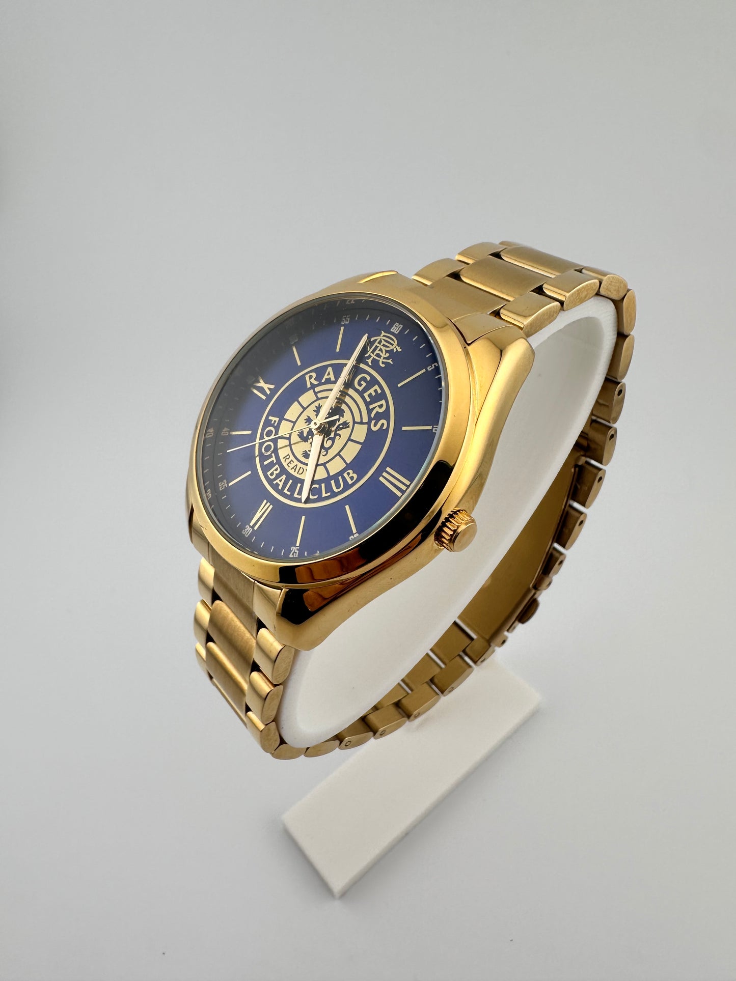 Glasgow Rangers FC Aye-Ready gold edition designer watch with blue dial