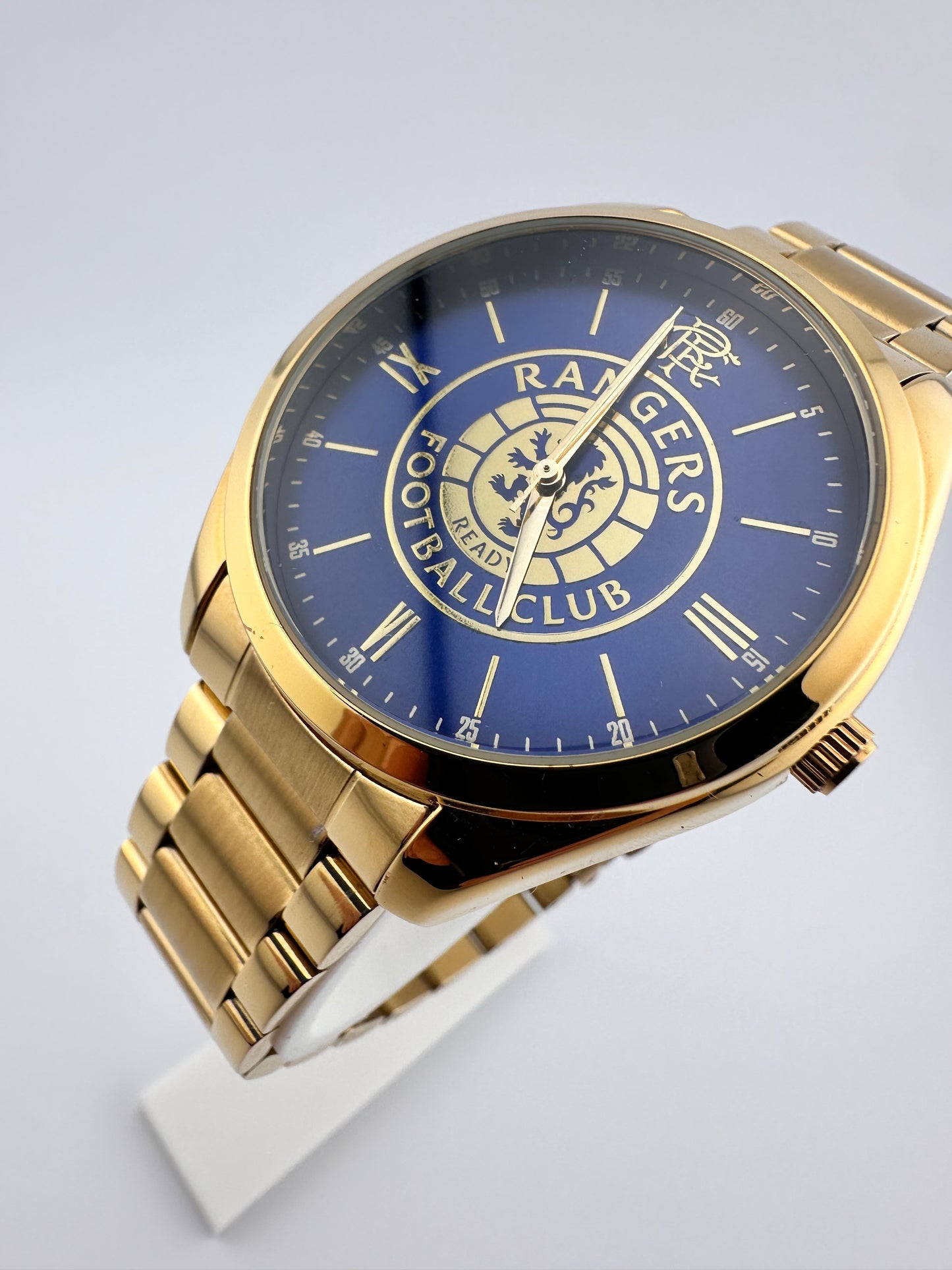 Glasgow Rangers FC Aye-Ready gold edition designer watch with blue dial