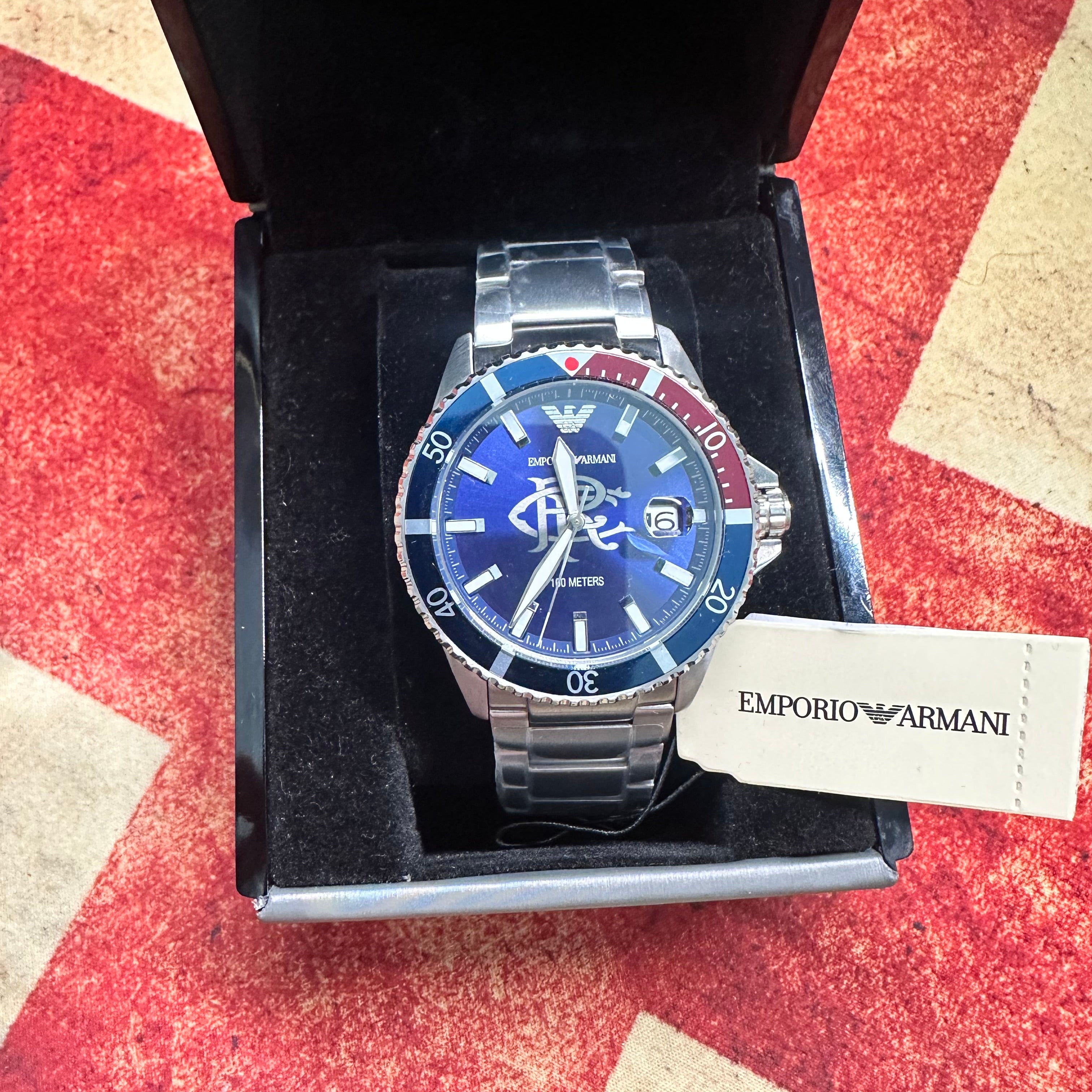 Glasgow Rangers FC Emporio Armani Designer Divers style Watch