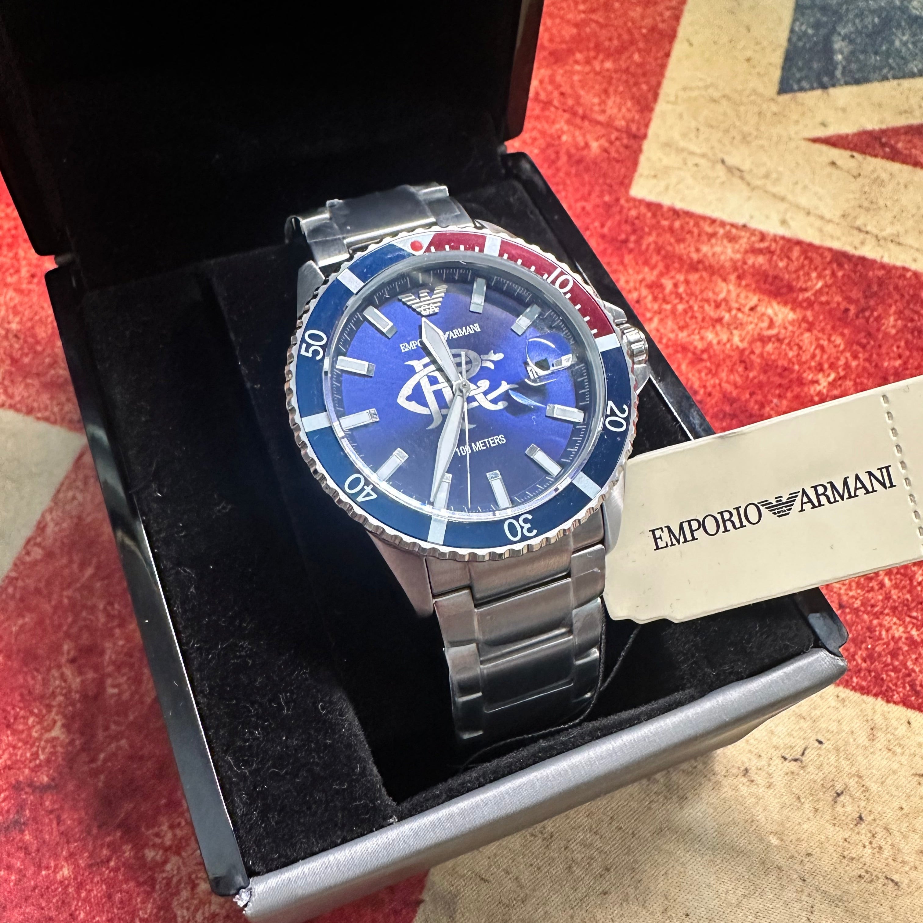 Glasgow Rangers FC Emporio Armani Designer Divers style Watch