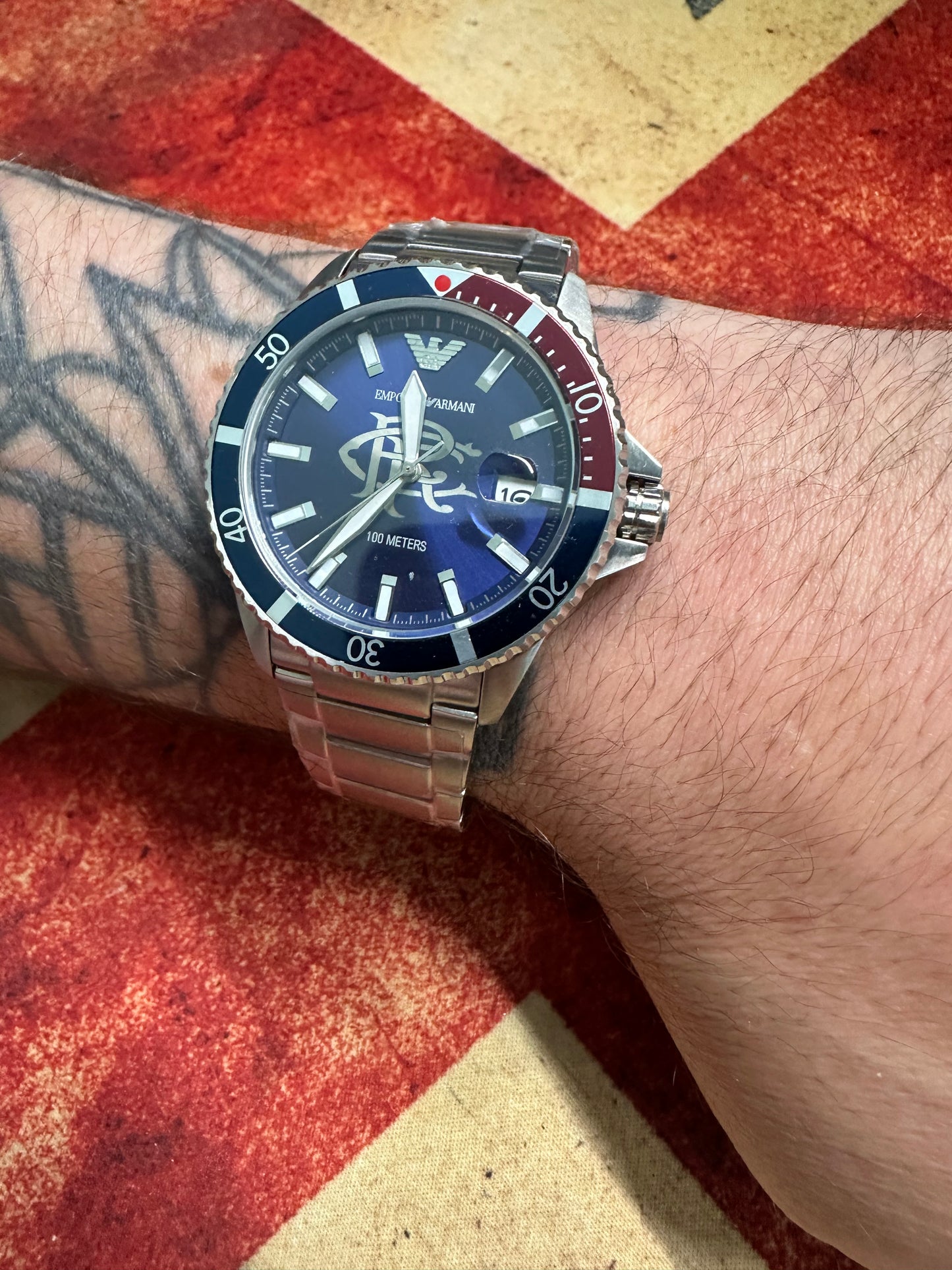 Glasgow Rangers FC Emporio Armani Designer Divers style Watch