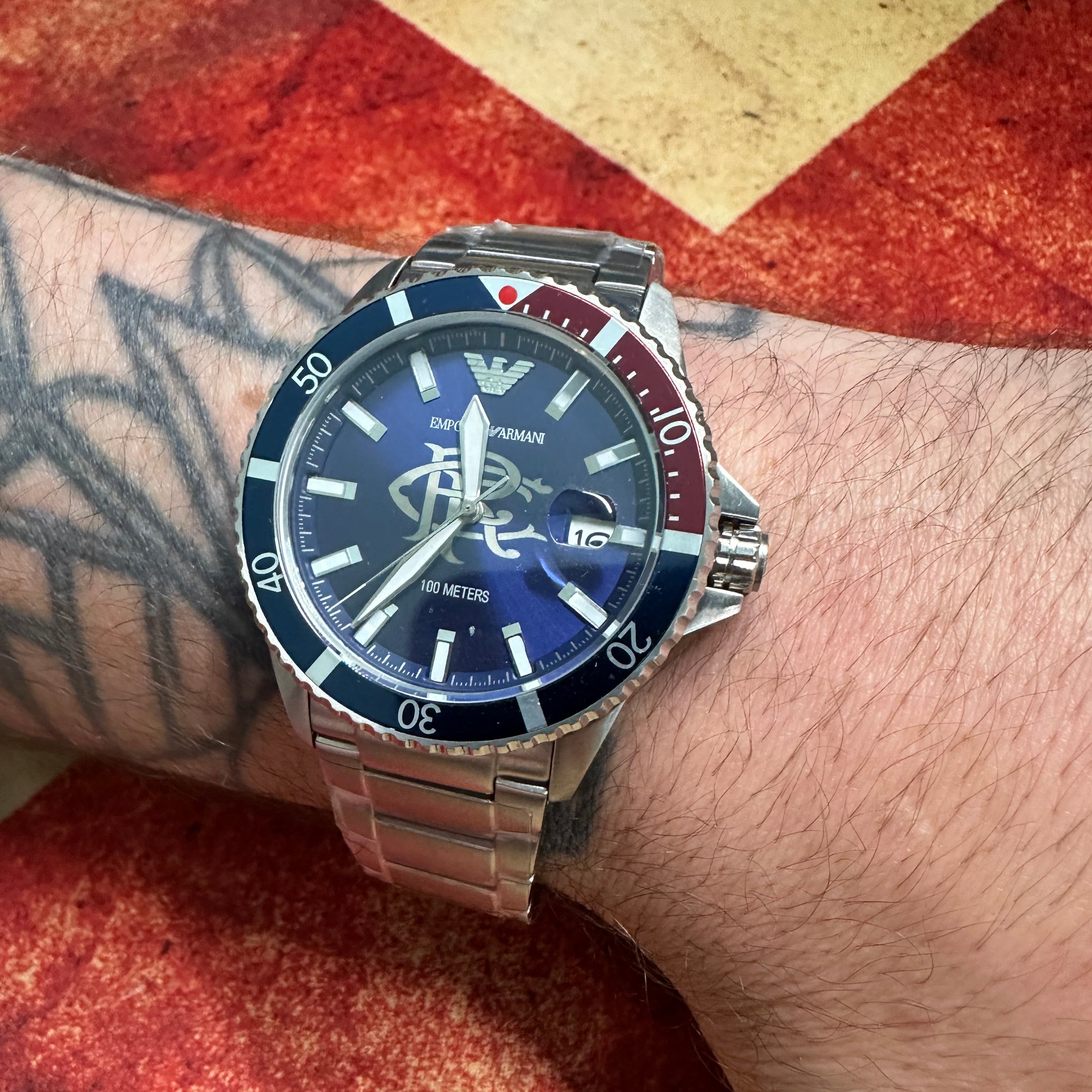Glasgow Rangers FC Emporio Armani Designer Divers style Watch