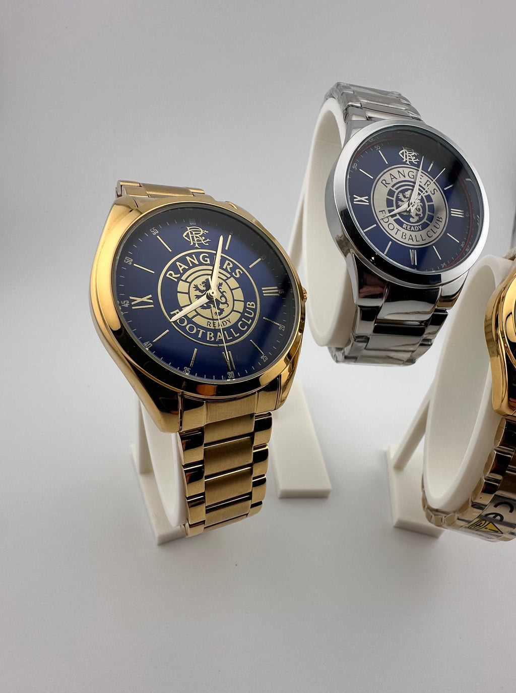 Glasgow Rangers FC Aye-Ready gold edition designer watch with blue dial