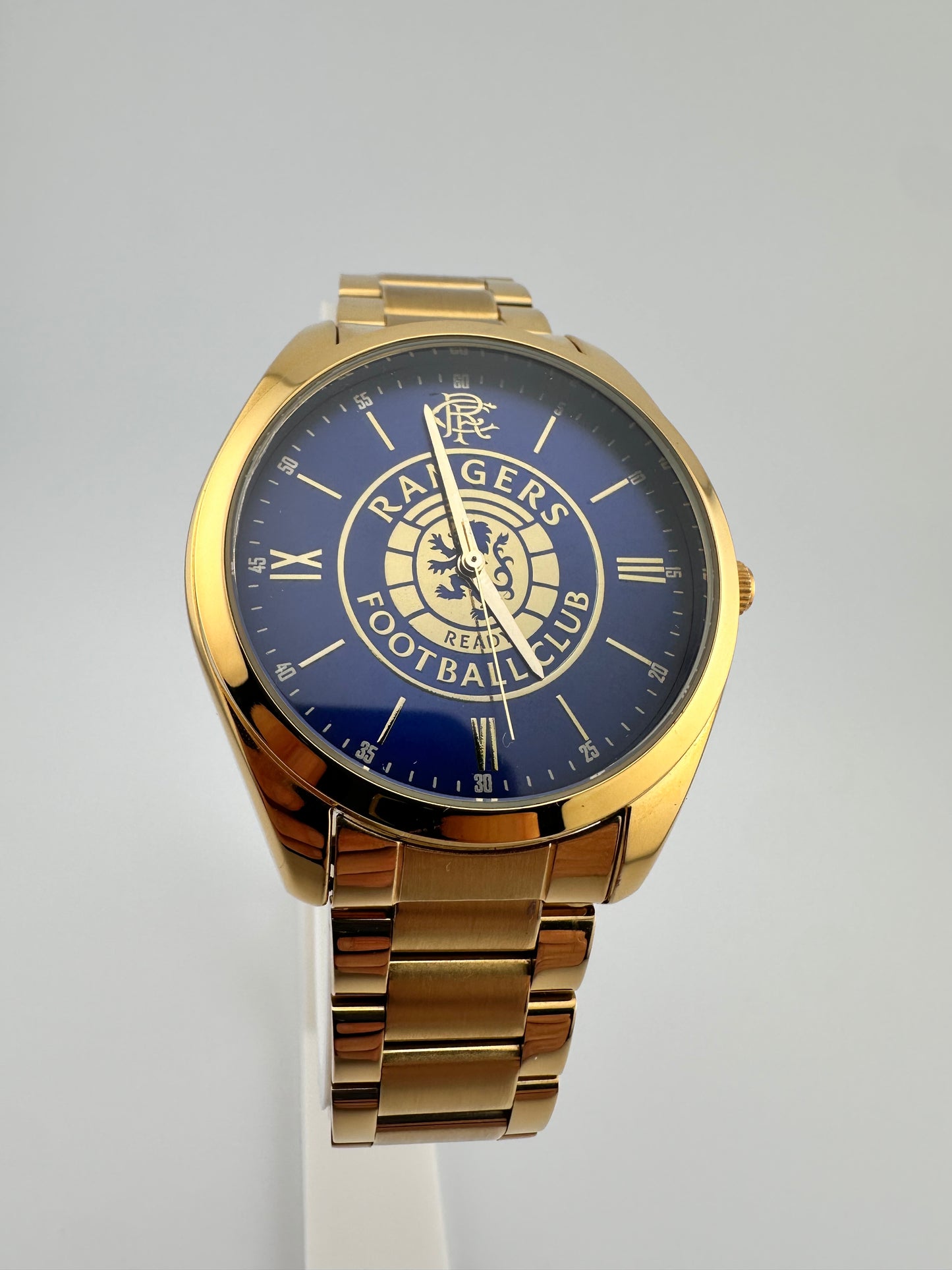 Glasgow Rangers FC Aye-Ready gold edition designer watch with blue dial