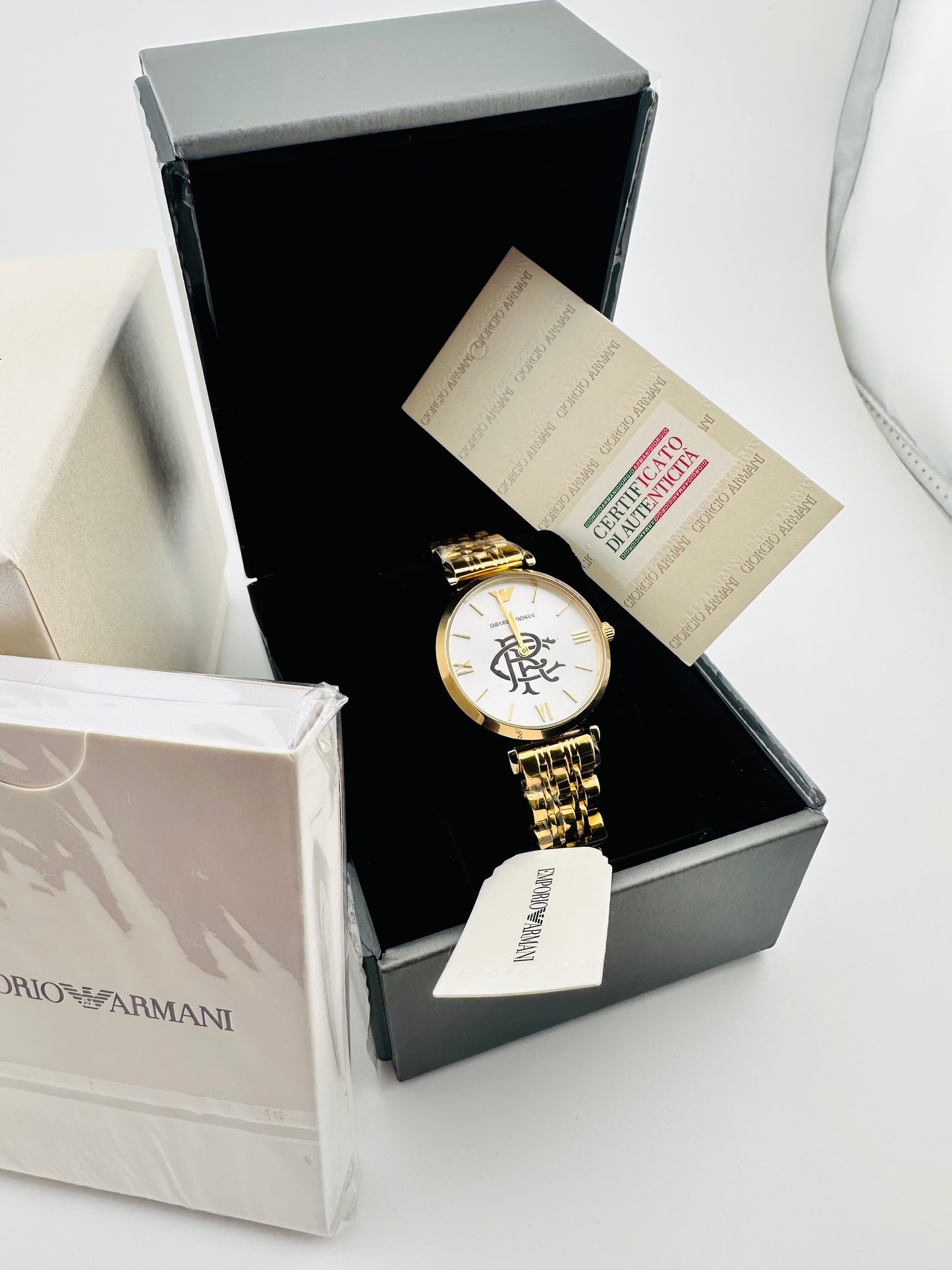 Rangers FC Emporio Armani ladies gold designer watch
