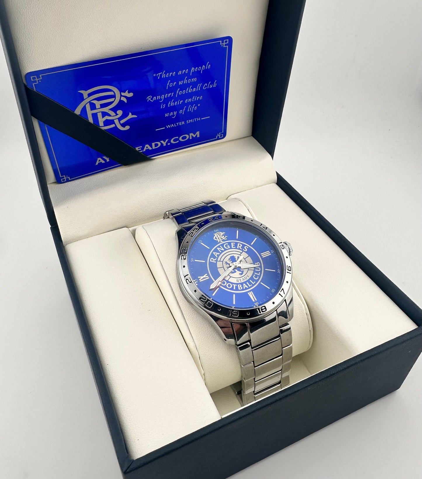 Glasgow Rangers FC aye-ready 1872 blue edition designer watch by fossil