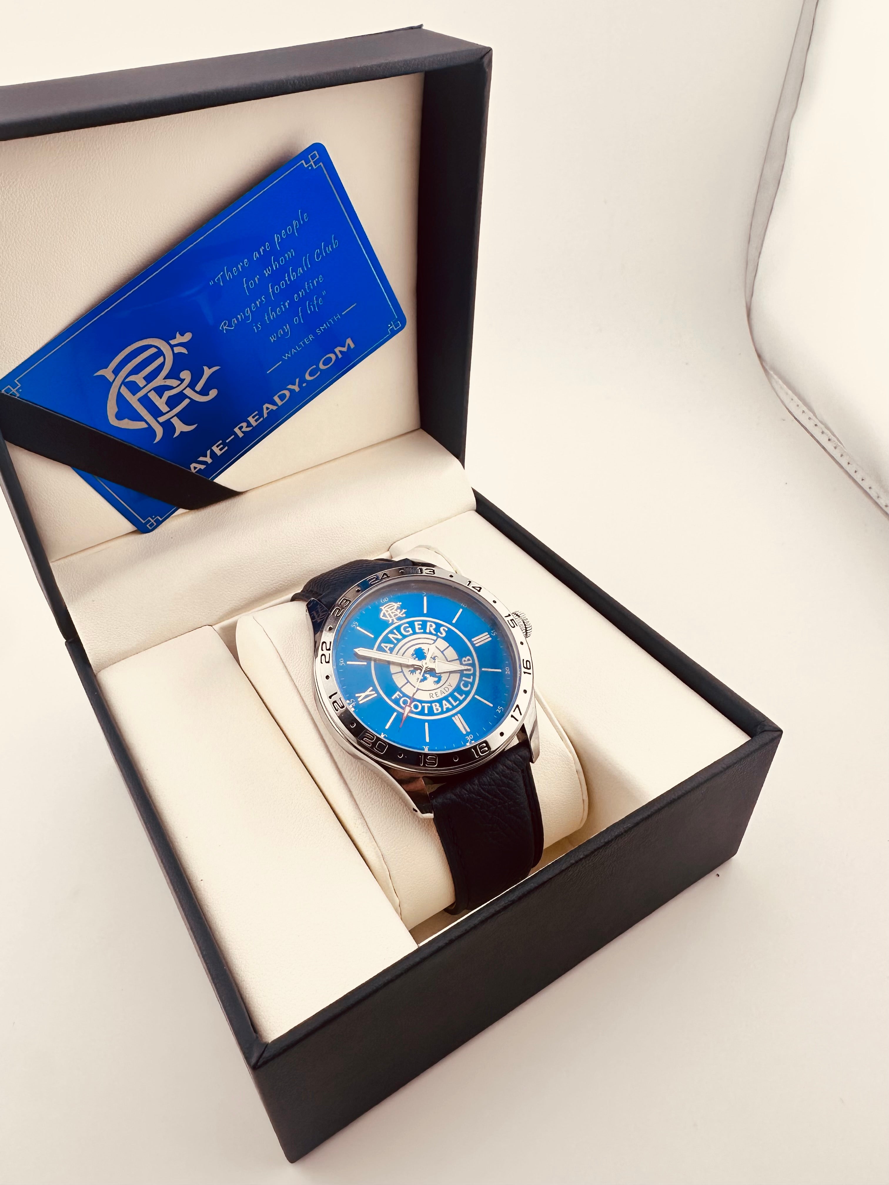 Glasgow Rangers FC aye-ready 1872 blue edition designer watch by fossil