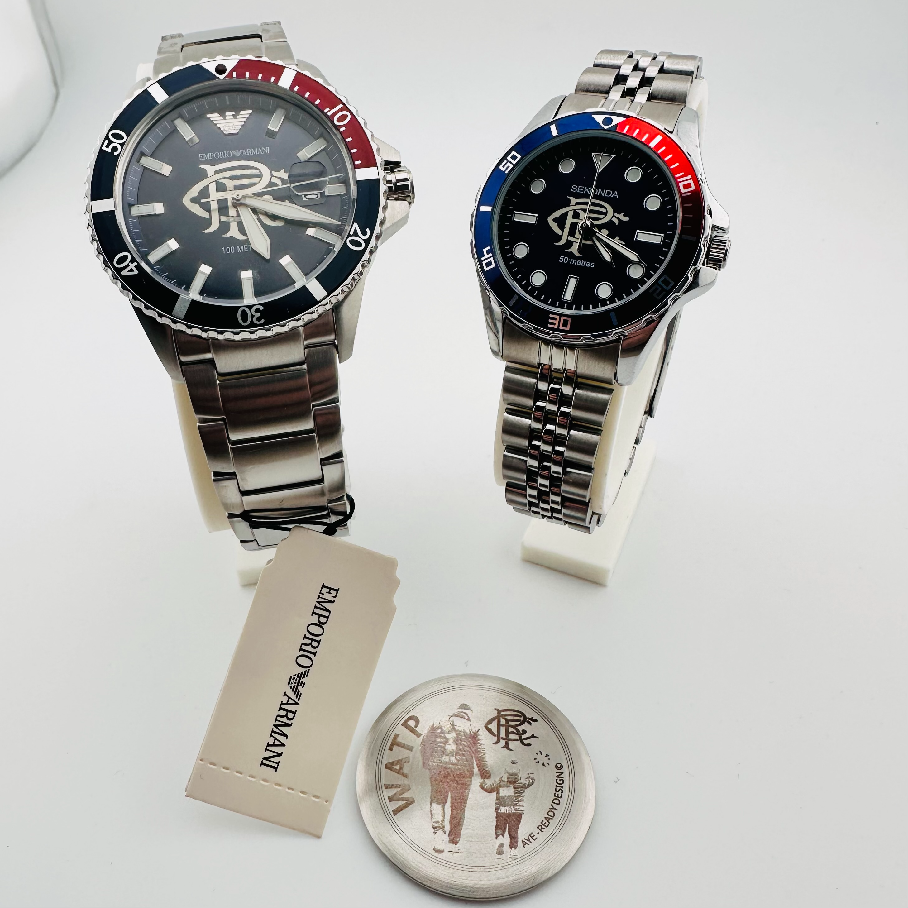 GLASGOW RANGERS DAD AND LAD WATCH COMBO EMPORIO ARMANI SEKONDA