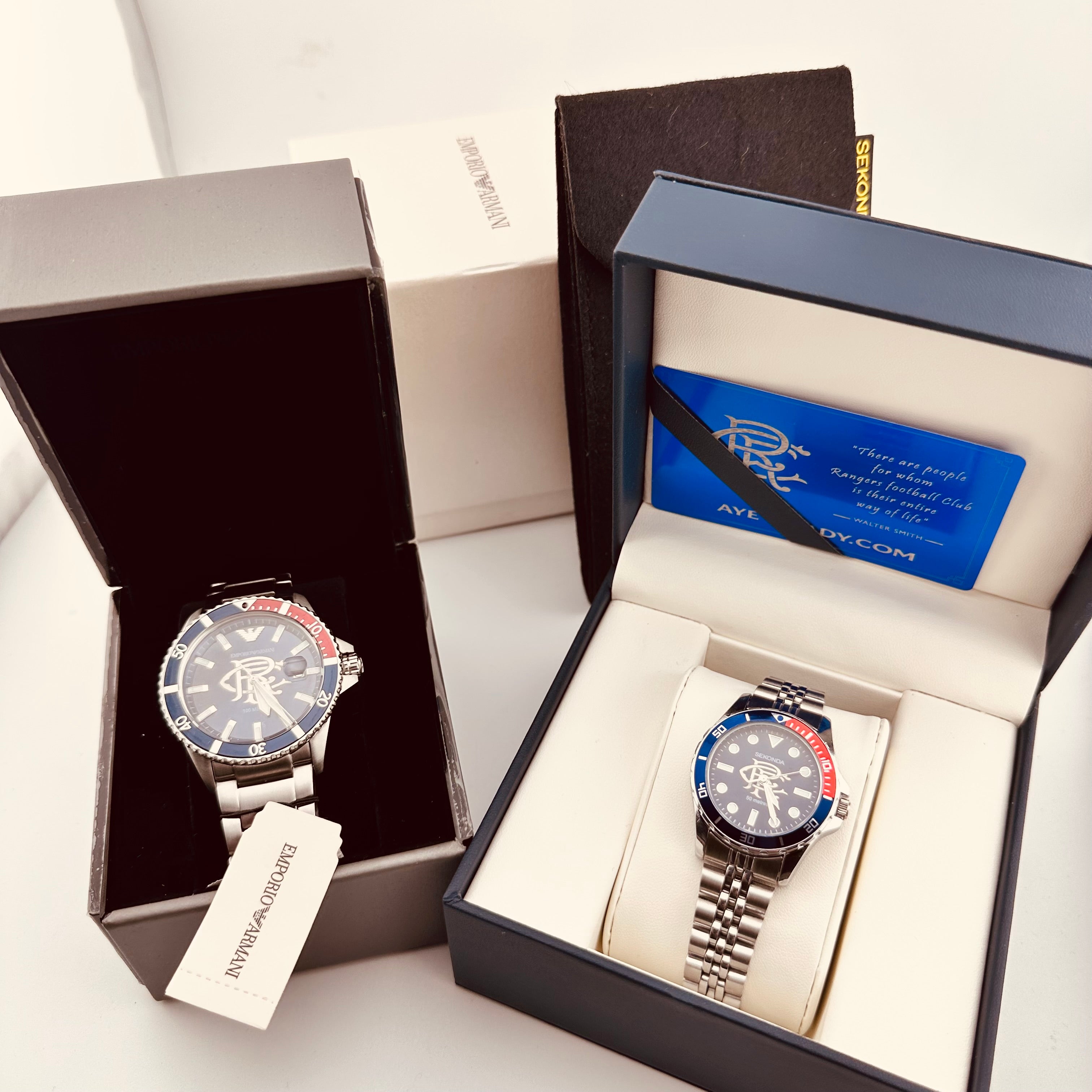 GLASGOW RANGERS DAD AND LAD WATCH COMBO EMPORIO ARMANI SEKONDA