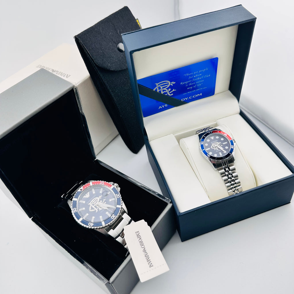 GLASGOW RANGERS DAD AND LAD WATCH COMBO EMPORIO ARMANI SEKONDA