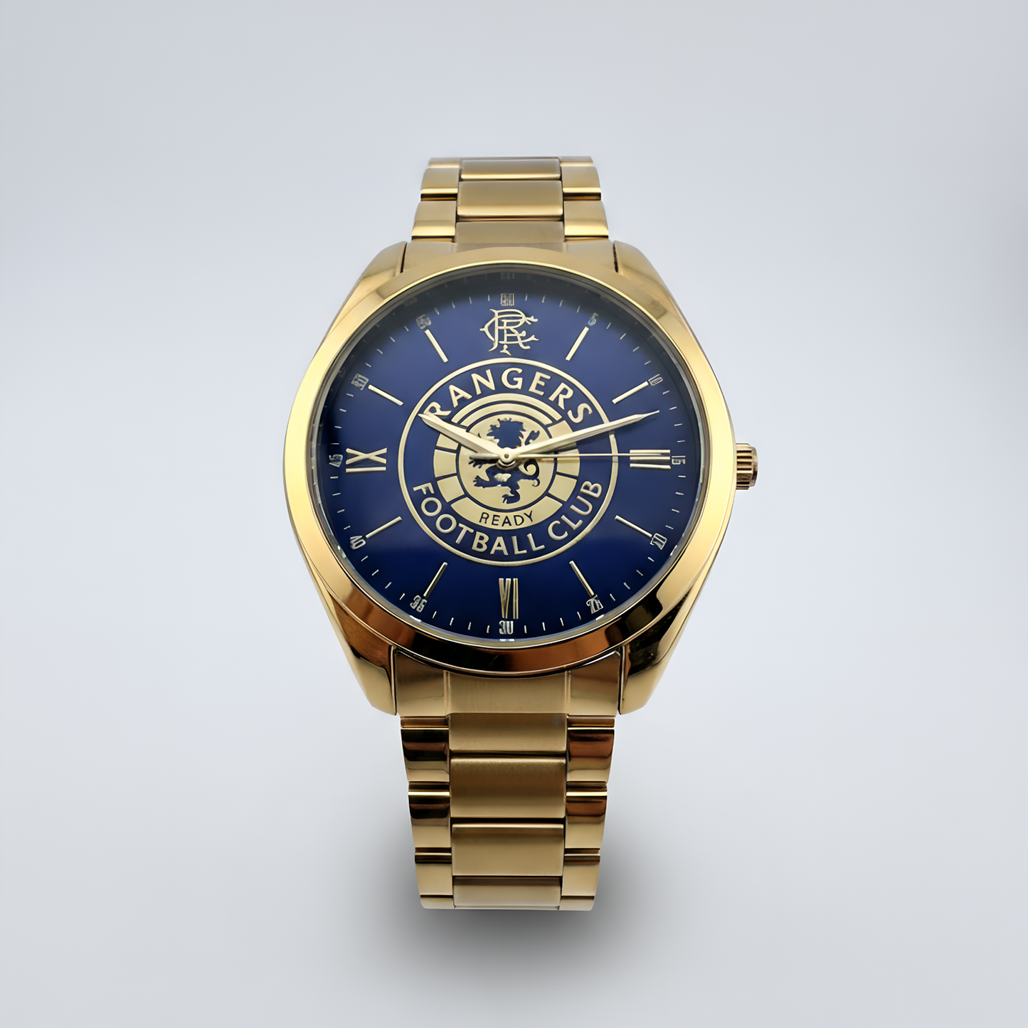 Glasgow Rangers FC Aye-Ready gold edition designer watch with blue dial