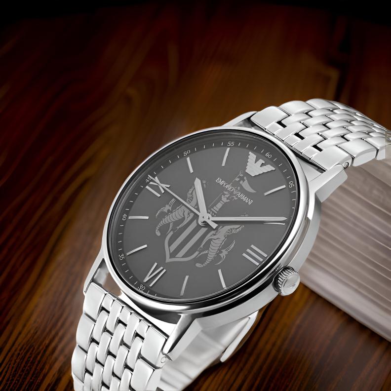 Emporio Armani Football Designer Watch – Custom Engraved! Luxe style meets personalization. 2 sleek designs, the ultimate gift!