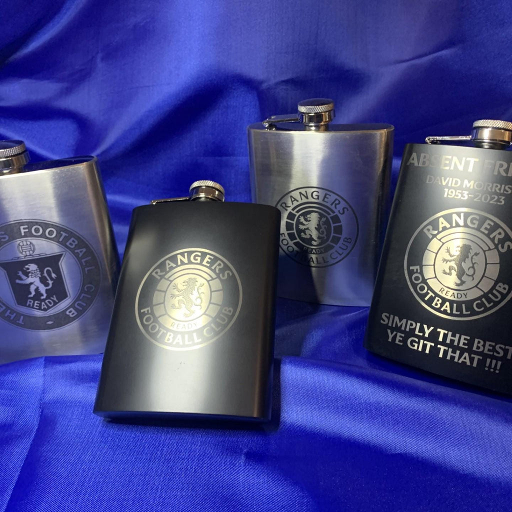 Glasgow Rangers Hip Flask - Personalized Silver, Blue, or Polished Gift for Football Fans