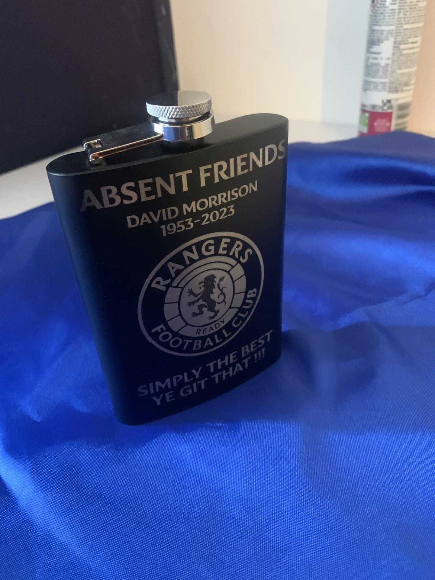 Glasgow Rangers Hip Flask - Personalized Silver, Blue, or Polished Gift for Football Fans