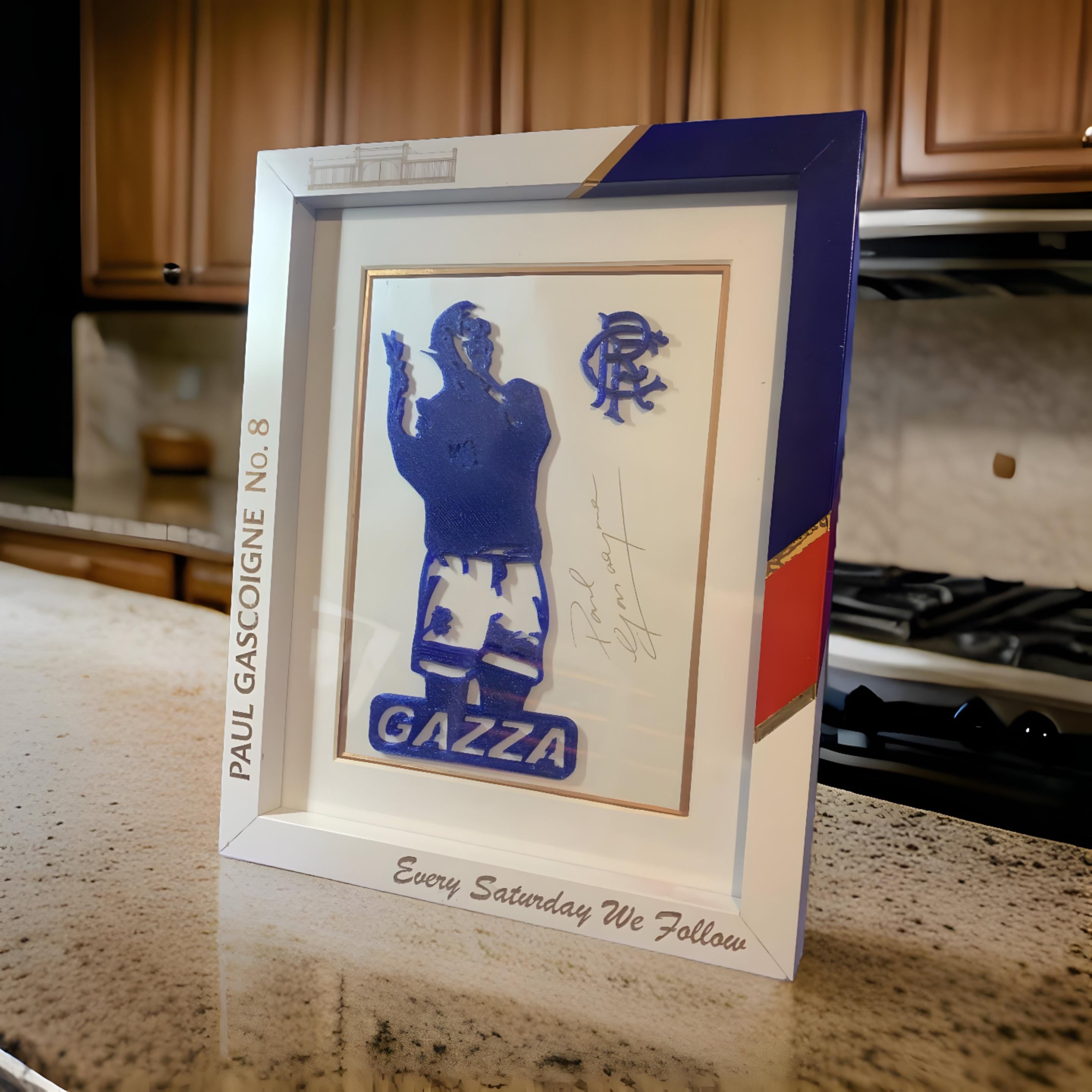 hand made 3d football artwork with player of your choice - paul gascoigne Gazza Glasgow rangers