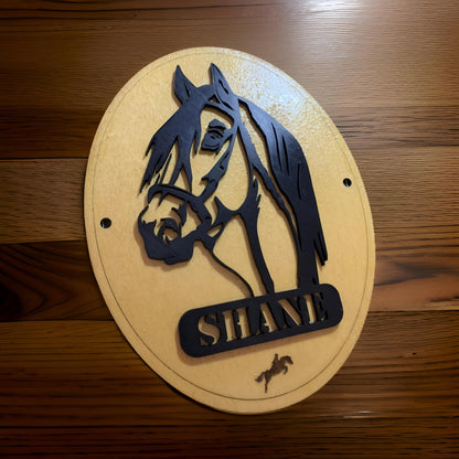 Rustic Horse Stable Plaque with Personalized Design