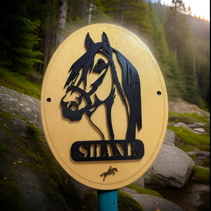 Rustic Horse Stable Plaque with Personalized Design