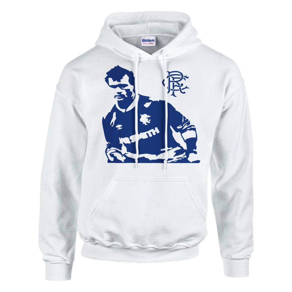 Davie Cooper Icons of Ibrox Hoodie - Glasgow Rangers football club retro top