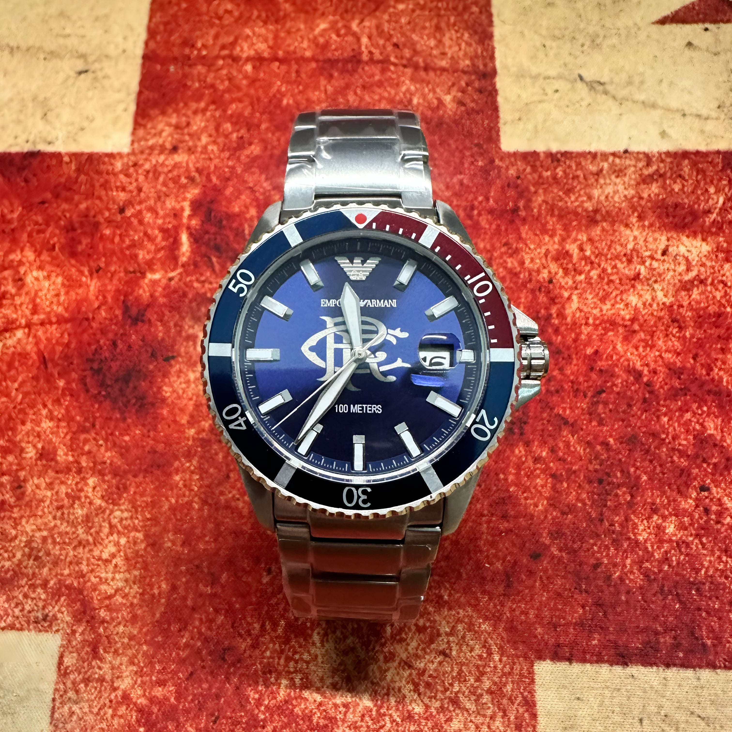 Glasgow Rangers FC Emporio Armani Designer Divers style Watch